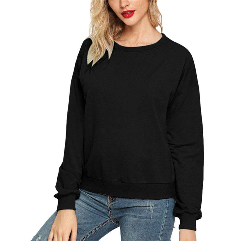 High Quality Custom Logo Cotton Long Sleeve Women Sweatshirt Best