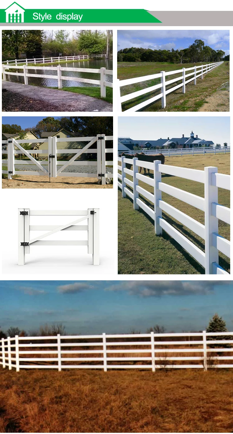 White Black 3rails Design Wpc Fence Pvc Plastic Vinyl Coated Ranch