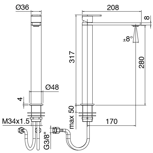 Washbasin Mixer Side View