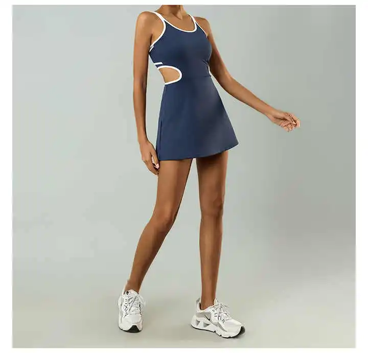 Green Backless Workout Dress For Women With Built Shorts | Oem| Min order 2 ct Green Backless Workout Dress For Women With Built Shorts | Oem| Min order 2 ct