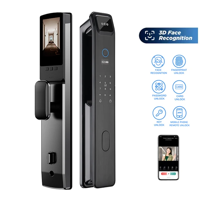 Security 3D Face Recognition Fingerprint LockTop Wifi Camera Digital Locks Nfc Card Key Rfid Code Smart Door Lock XF09