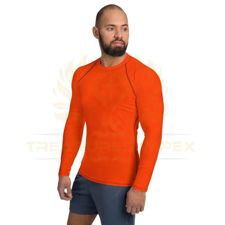Rash Guard Swimming Custom Printed Rash Guard Orange 82% Polyester,18% ...