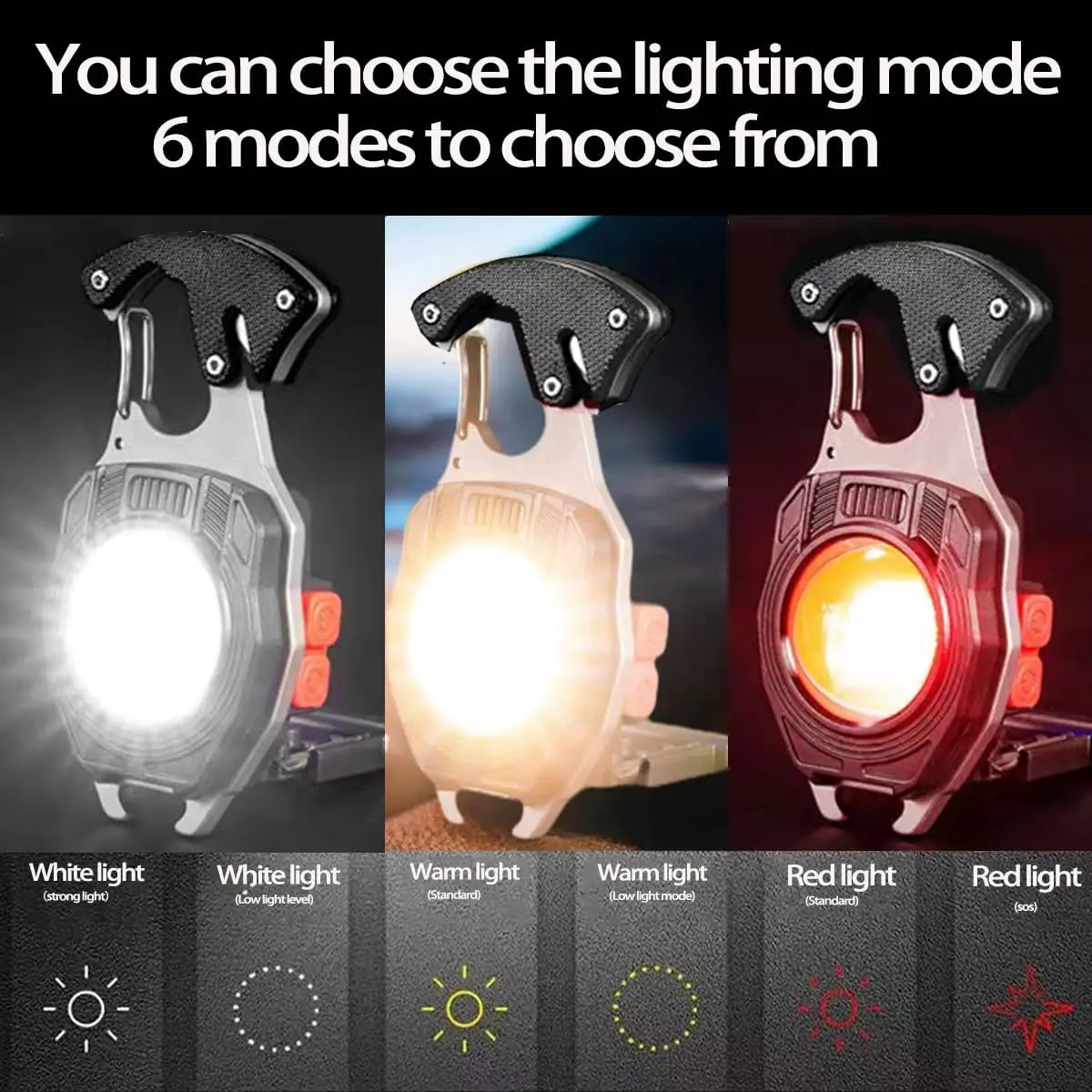 Lampe torche COB rechargeable par USB Lumos Pro, 1600 lumens, support pliable, ouvre-bouteille, base magnétique, lampe de camping en plein air