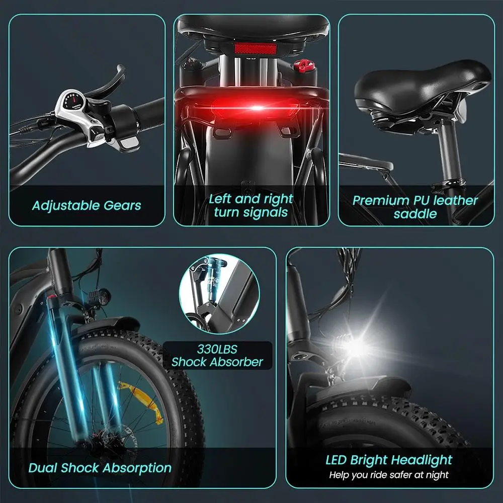 AILIFE X26B Electric Mountain Bike 26-Inch 1000W Powerful Motor 48V 13Ah Battery