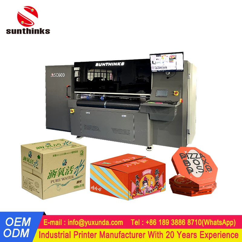 Sunthinks SC600 Digital Single Pass Printer 24 Inch Large Format Corrugated Carton Box Printer Printing Machine With Auto Feeder