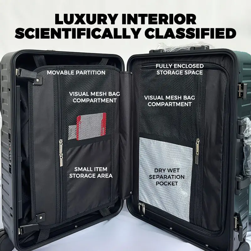 26 Inch High Quality Scratch-Resistant PC Suitcase with Front Pocket & USB Port Cup Holder Aluminum Frame Luggage