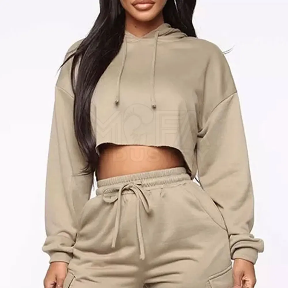 Women Breathable Anti-Wrinkle Crop Hoodies OEM Available Fashion - Main Image