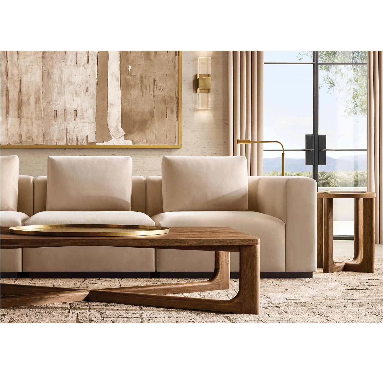 Modern Low Back Framed Linen Sectional Sofa With Loose Cushions Couches Vittorio Velvet Modular Sofa