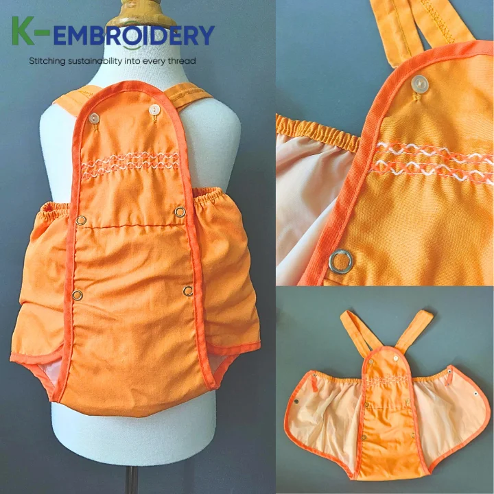 K-embroidery Beautiful 70s Orange Solid Wholesale Jumpsuits Bodysuits