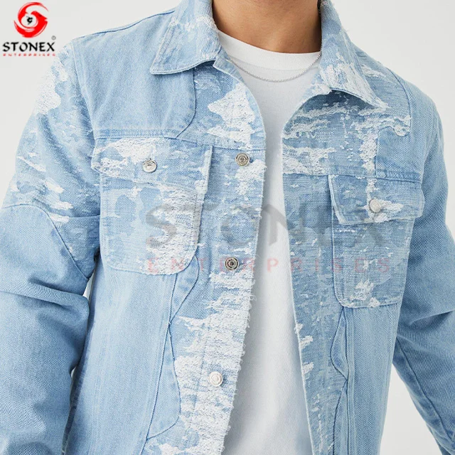 New Denim Suit Men Wholesale Windbreaker Jacket Ripped Retro Jacket A