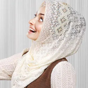 2026S/F Luxury Elegant Silk Fashion Scarf Female Hijab Head Cover with Heavy Embroidery Hot Diamond Shawl & Scarf