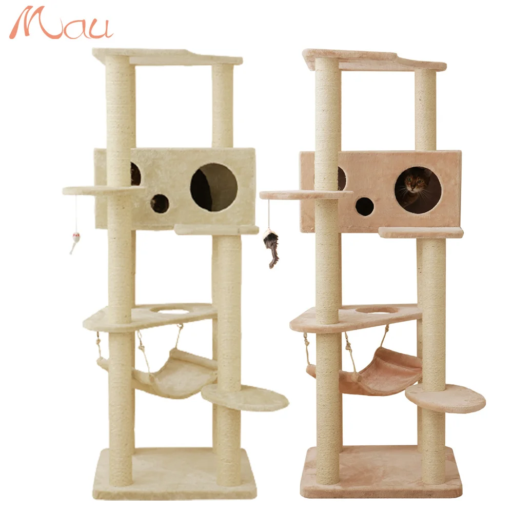 China Scratching Poles Supported Big Cat Tree Tower For Indoor Cats