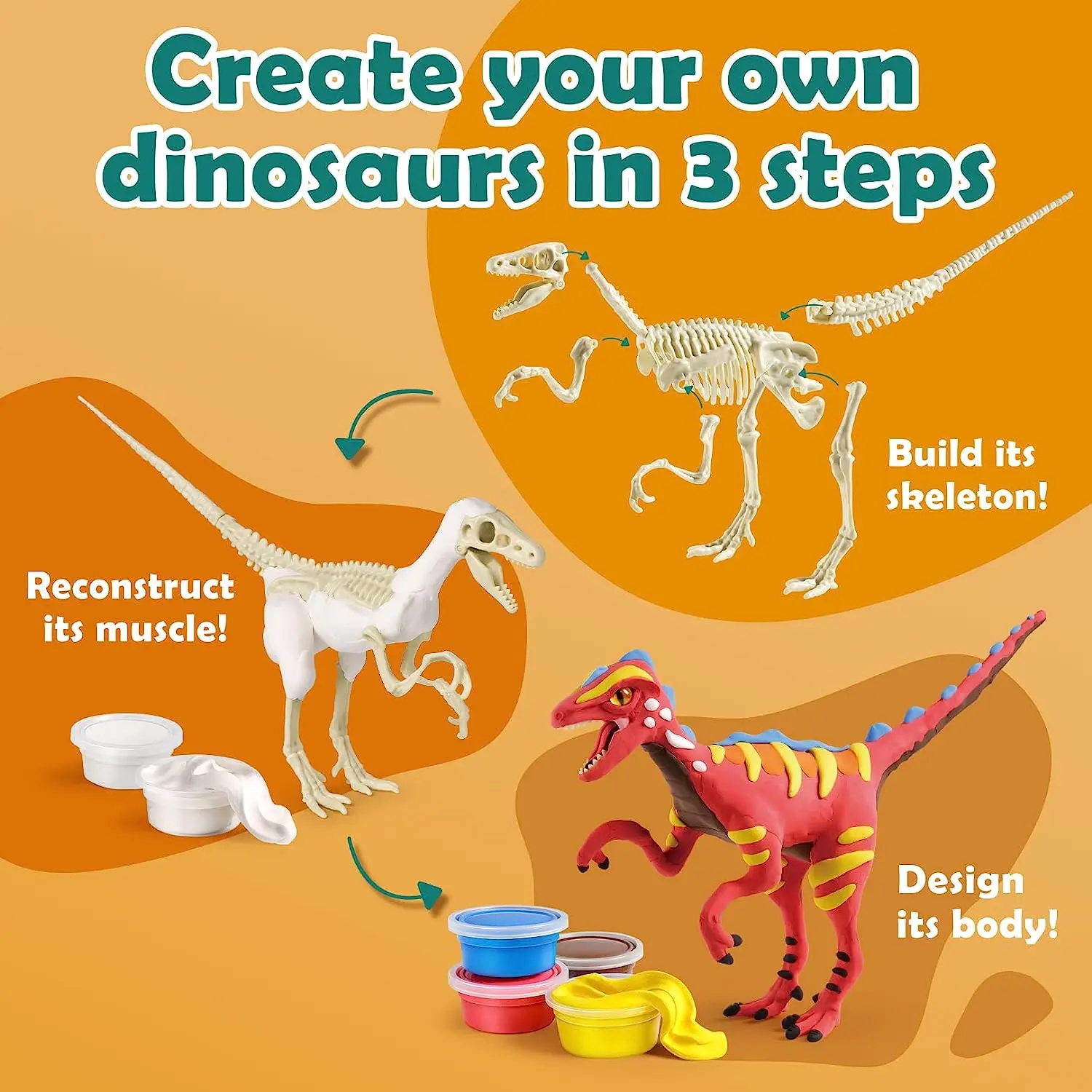 Air Dry Clay Dinosaur Craft Kit For Kids,Build And Design Your Own