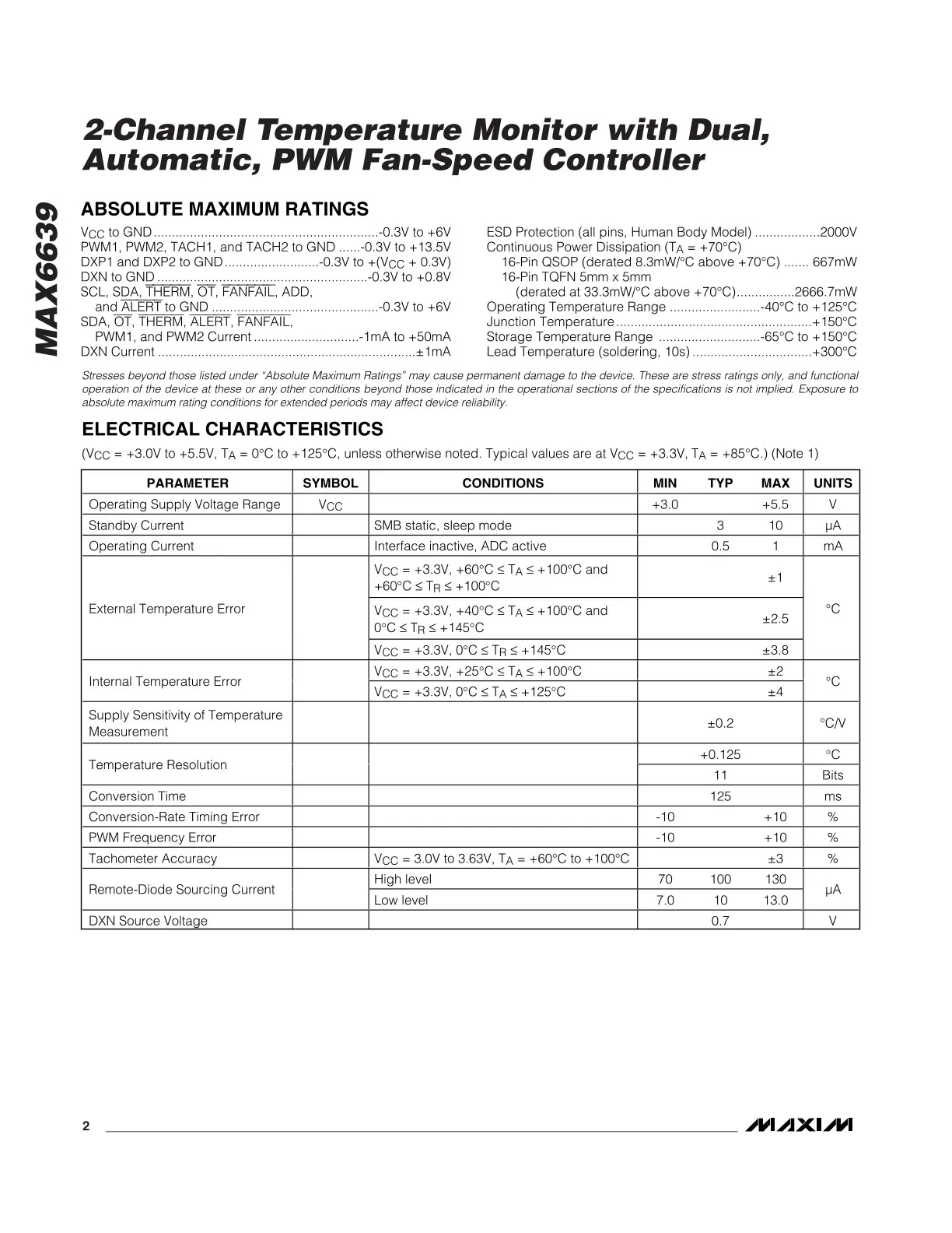 Hot sale Original MAX6639ATE+ PMIC IC Fan Control Temp Monitor Internal and External Sensor I2C/SMBus Output 16-TQFN (5x5)