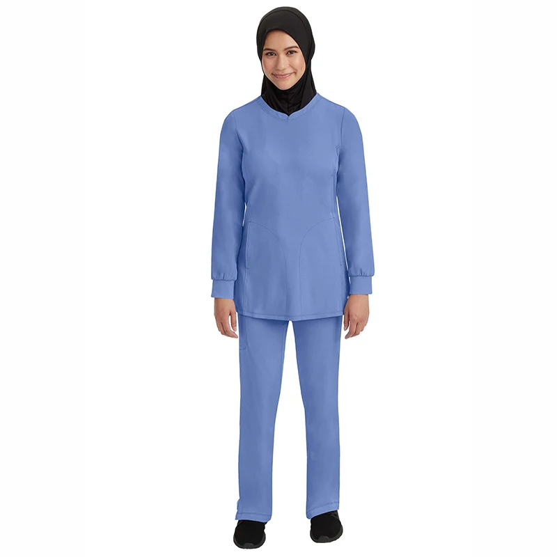 Wholesale Muslim Nurse Soft Hospital Doctors Female Nursing Long Sleeve Scrubs Suit Uniforms