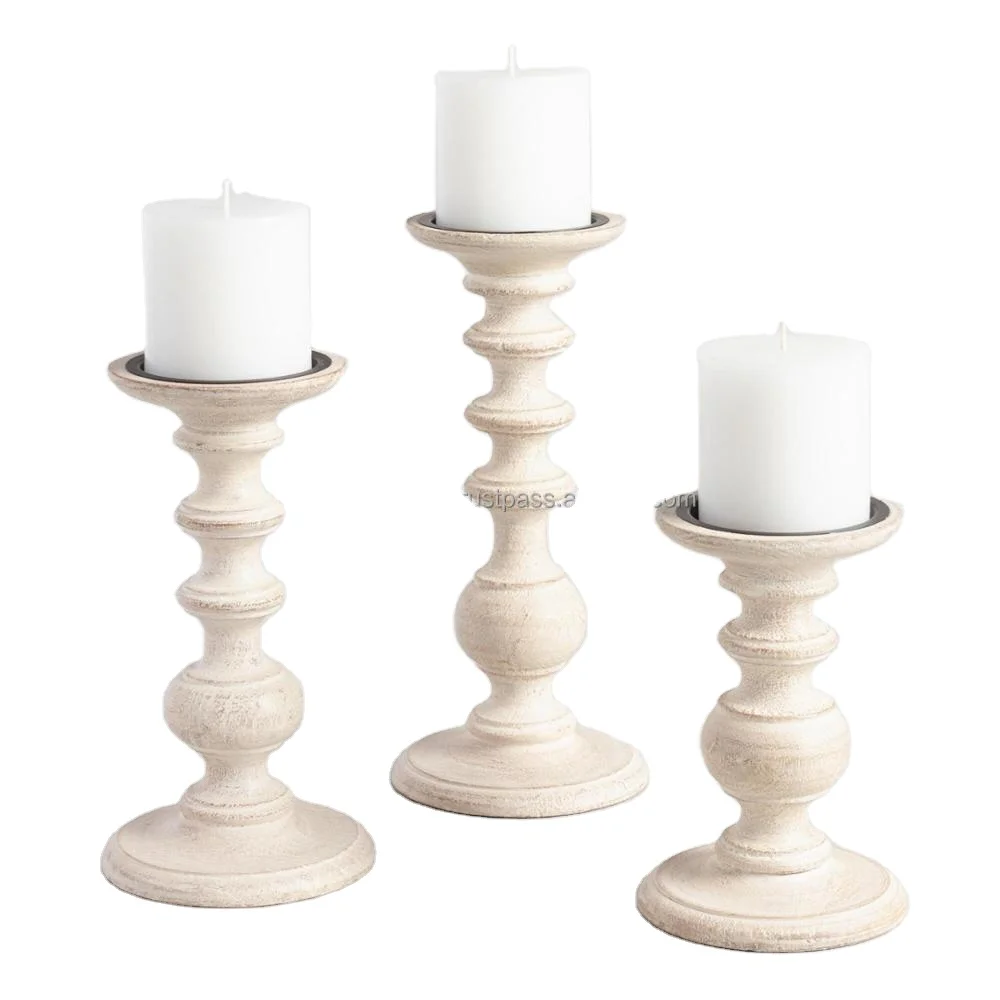 Премиум высокое качество белый полированный ручной работы деревянный подсвечник подставка для дома молния & домашний и ресторанный Декор