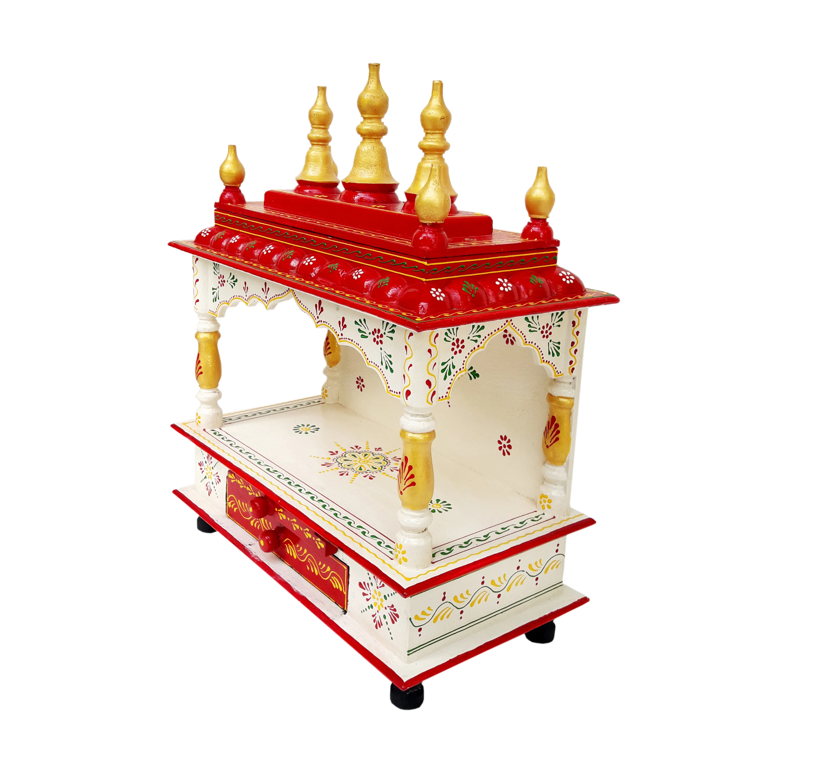 Indian Wooden Temple Jodhpuri Handcrafted Mandir Pooja Ghar Mandapam