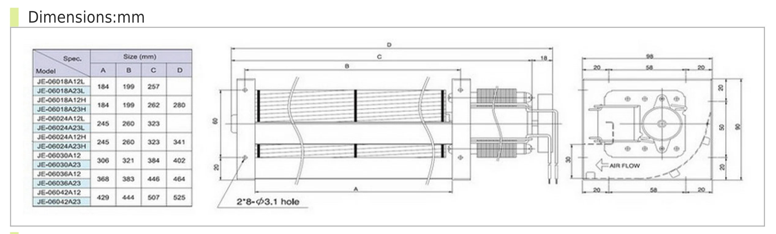 Tangential Fan, JE-060A, 110V, 106 CFM - detail 10