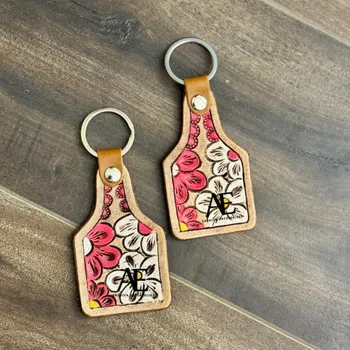 Extic Key Rings Hand Carved Tooled Leather Key Chains Cute Exotic Shape Leather Key ...