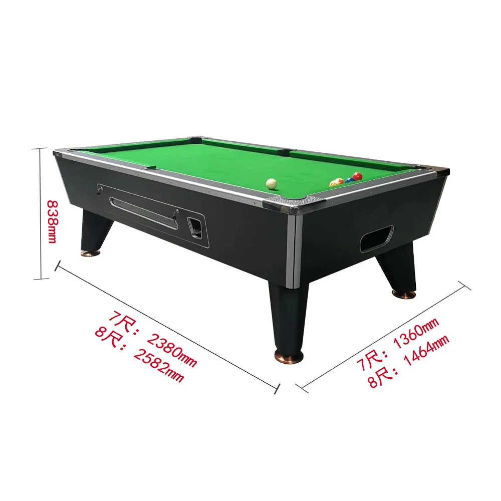 Slate-Bed Coin-Operated Pool Table 8FT/7FT - Durable Billiard