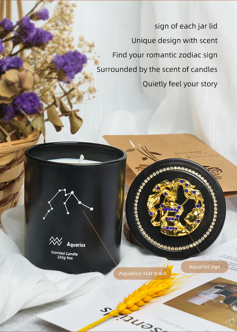 Handmade Scented Candle Luxury Home Decoration Custom Soy Wax Crystal Zodiac Candles Wholesale