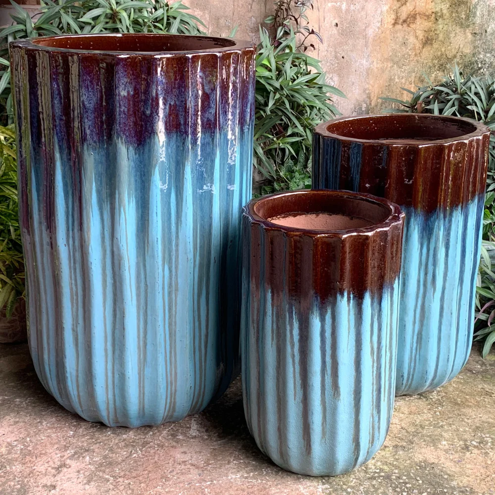 Go10221 Vietnam Glazed Ceramic Pot Garden Outdoor Antique Flower