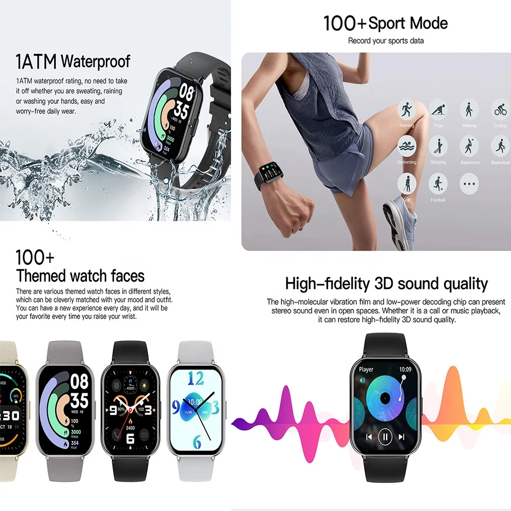Z169 Reloj Smartwatch 1,83 ''Pantalla grande Impermeable Ritmo