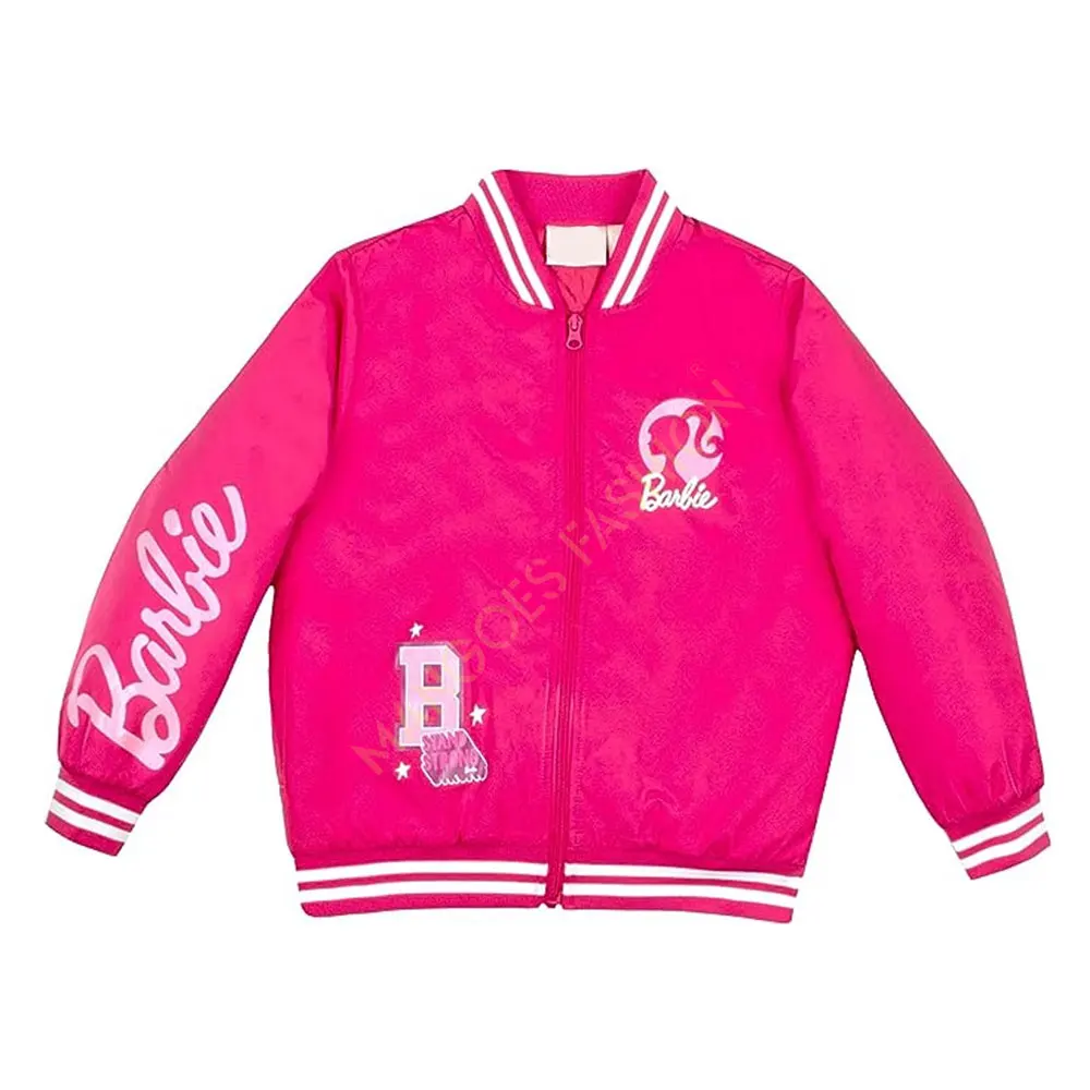 Barbie Girls Bomber Jacket,Zip-up Bomber Jacket For Girls Power Outerwear Warm And Comfortable ...