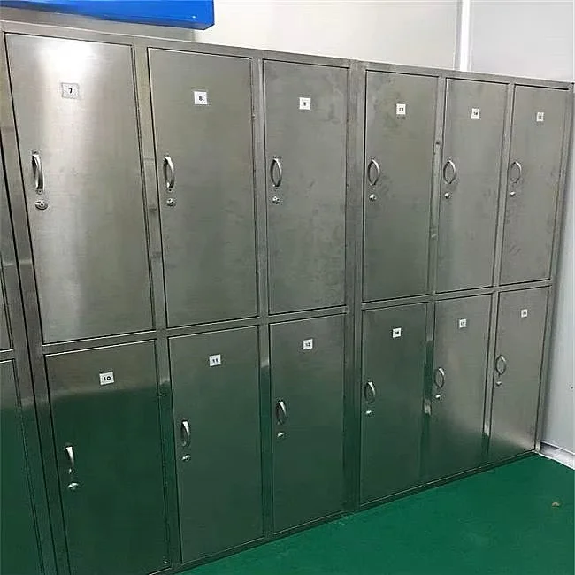 Modern design stainless steel office storage cabinet 6 door metal cabinet suitable for employee break rooms and slaughterhouses