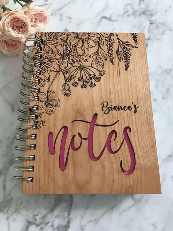 Custom Notebook with MDF Cover Personalized Laser Engraved Memo Pads Eco-friendly Stationery Factory Wholesale