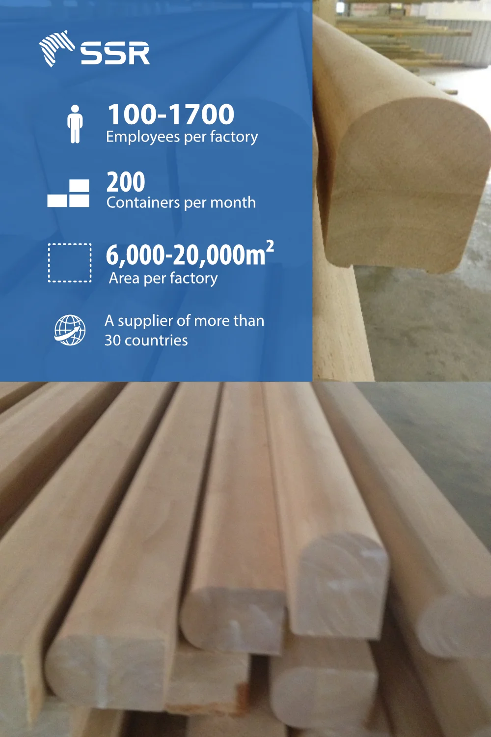 Ssr Vina Wood Handrail Stair Parts Handrail For Stairs Furniture