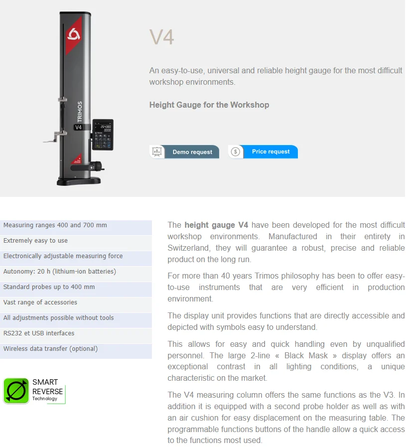 Trimos V4400 Ch Height Gauge Buy Height Gauge,Digital Height Gauge