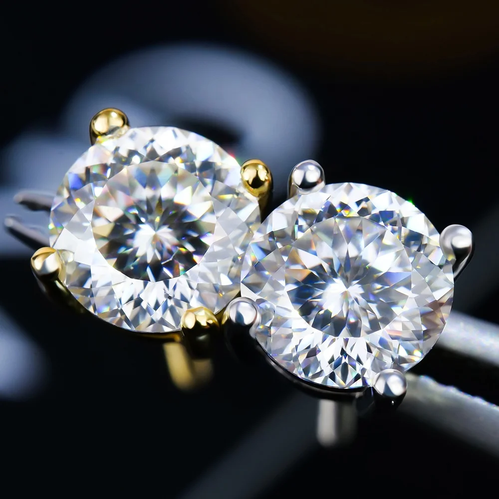 Wholesale Bulk Moissanite Earring Studs Portuguese Cut Gra Vvs Sterling Silver 925 Mossanite Diamond Jewelry Women Men Hip Hop