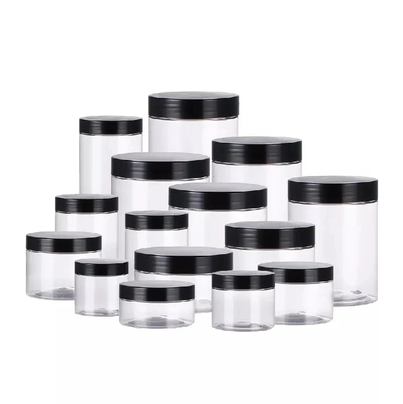 Hot Sale Pet Transparent Plastic Jar With Lid Cosmetic Container For