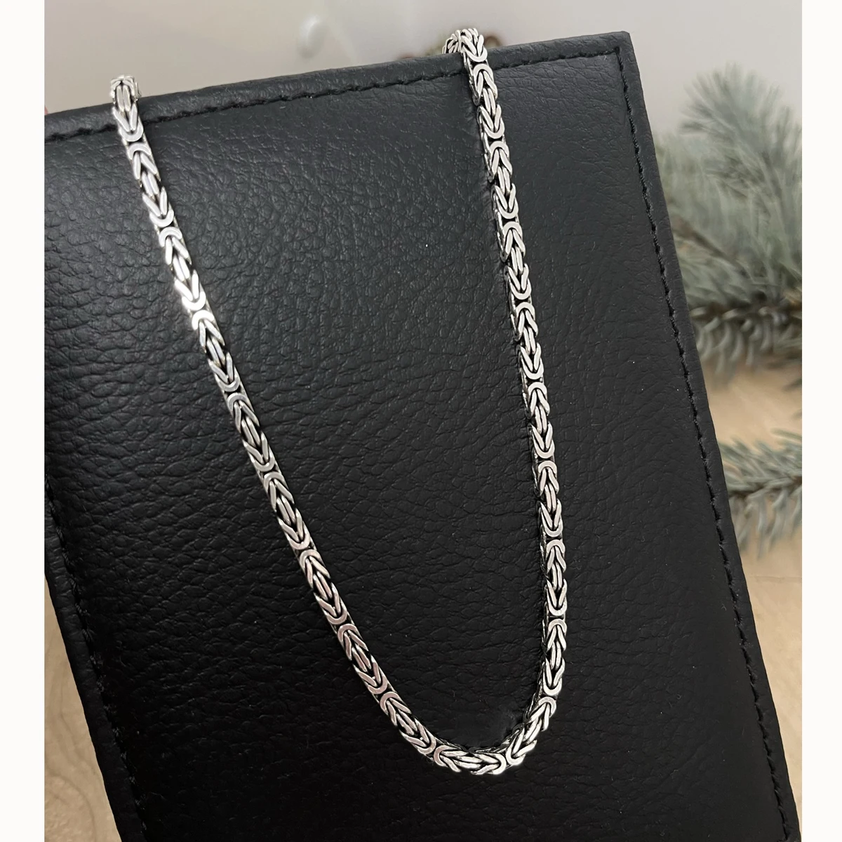 925 Sterling Silver King Link Chain Men Jewellery Byzantine Necklace