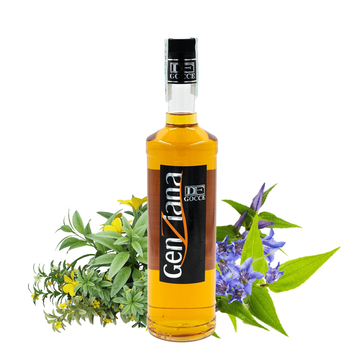 高级白酒和酒精饮料df gocce龙胆酒,自有品牌格式0.7l酒精含量: 21%