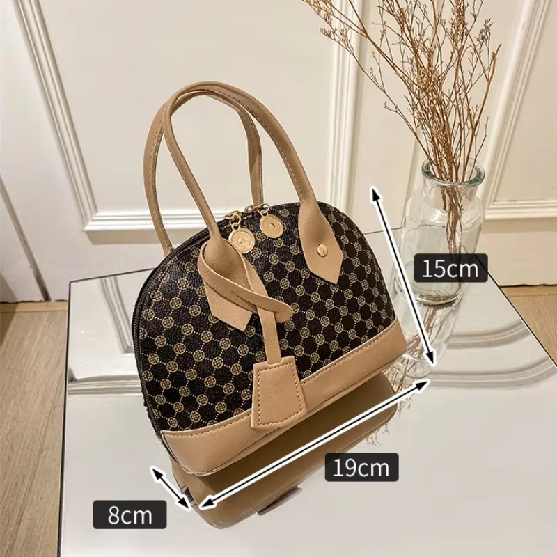 PU Leather Shell Crossbody Bag for Women Shoulder Handbag with Zipper Chain Strap Dumpling Purse Casual Daily Travel Bag