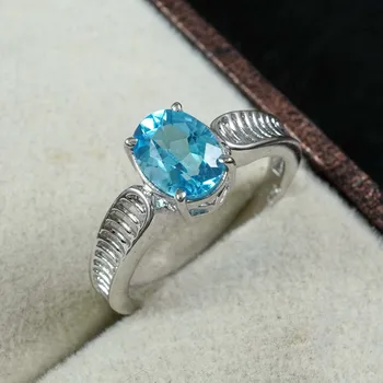 Best Selling Classics Blue Topaz Gemstone 925 Sterling Silver Ring Woman Gift Dainty Gemstone Sterling Silver Ring Gifted