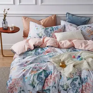 Custom Design Printed Bedding Duvet Cover Set Artistic Floral Botanical Pattern Microfiber 200TC Breathable All-Season