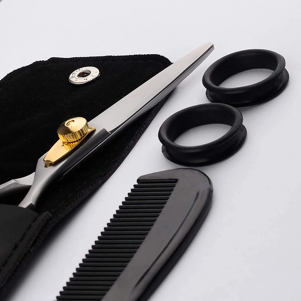 5.5" Professional Barber Scissors Set – Gold Edition With Razor & Kit