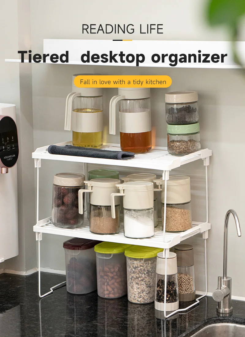  1042 factory oem odm 3 sizes high quality portable household kitchen or desktop countertop stackable foldable storage rack-3