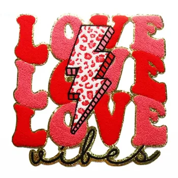 Large Valentines Series Chenille glitter letter Towel XOXO Chenille Towel Embroidery