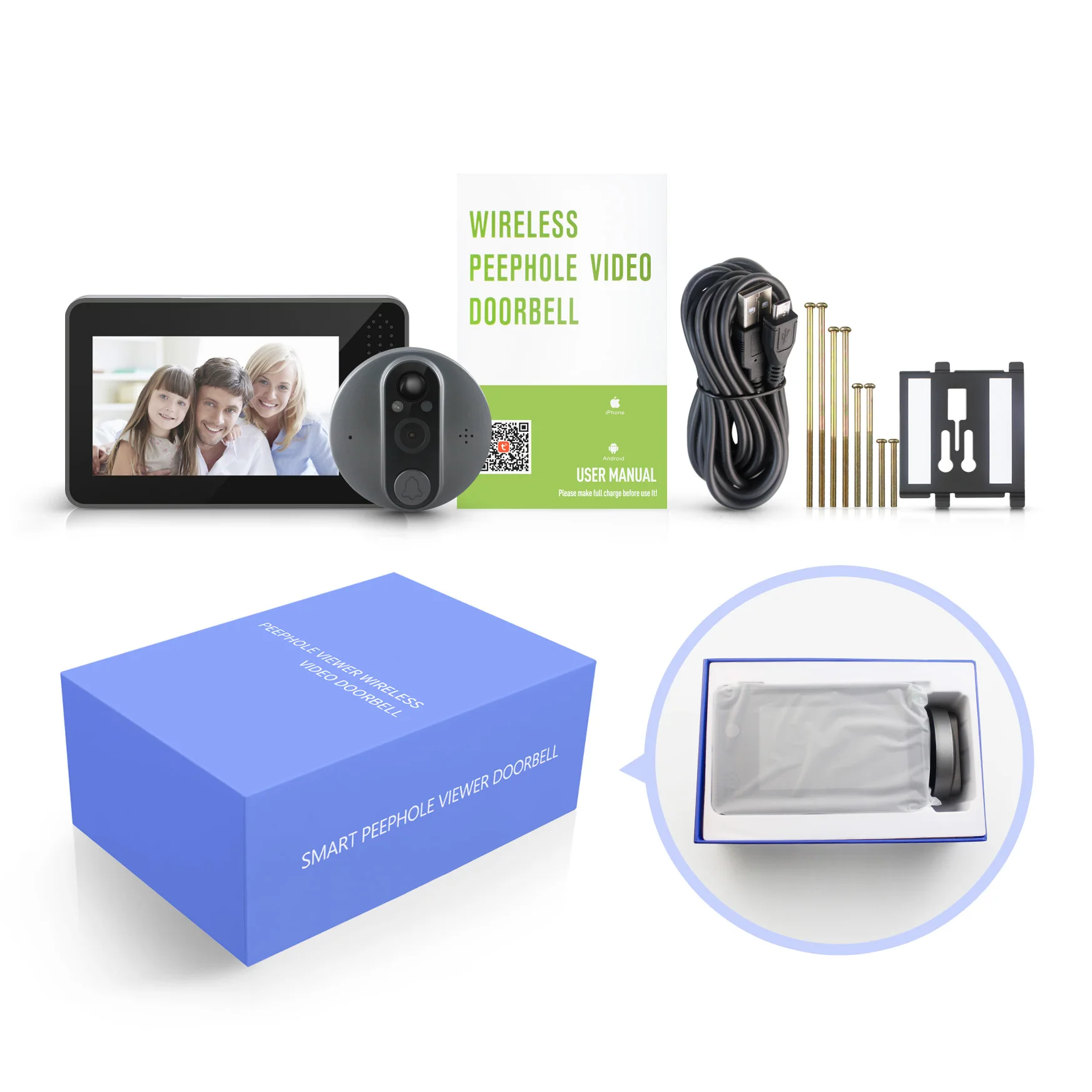 Tuyasmart Peephole Video Doorbell Motion Detection Wifi