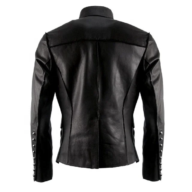 New Style High Quality Pure Black Men's Leather Biker Jacket Fully ...
