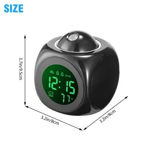 Talking Time Temperature Voice Projection Alarm Clock With Snooze Hour Report LCD Screen Display