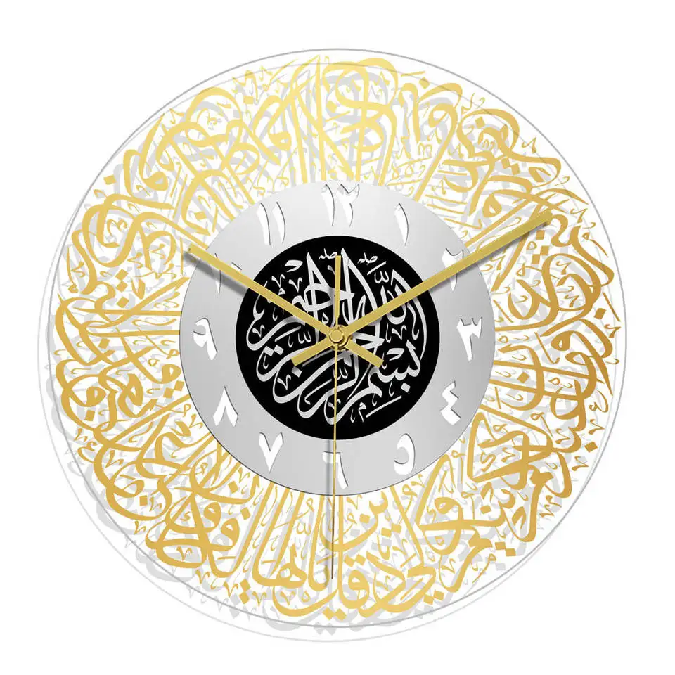 New Design Large Wooden Wall Clock High Quality Antique Islamic Style