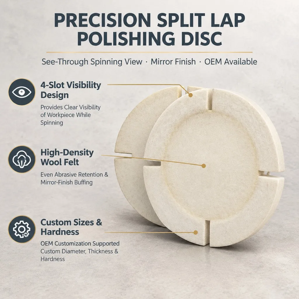 Precision Split Lap Polishing Disc 4-Slot Visibility Design and High-Density Wool Felt