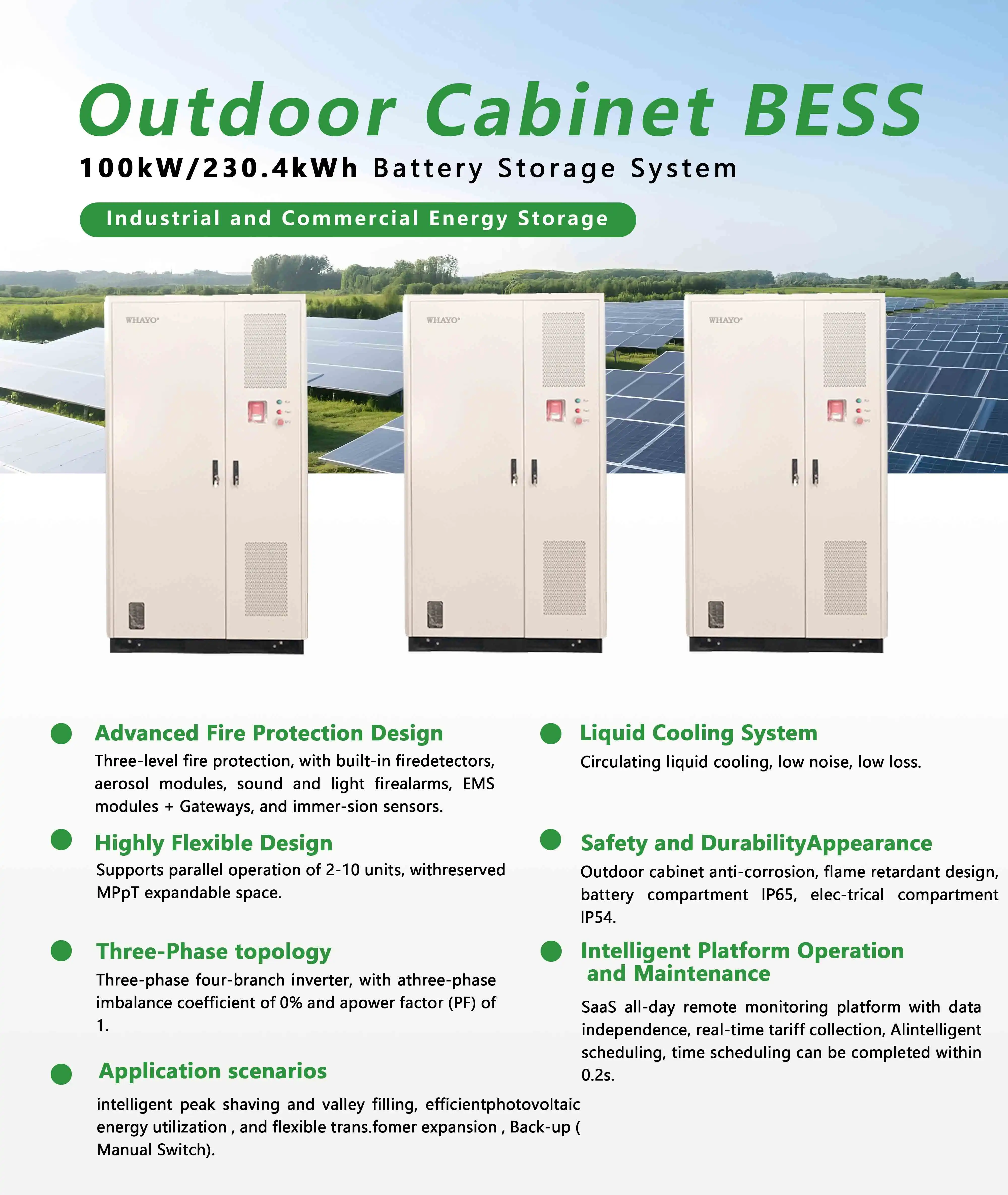 Industrial BESS 100KW 215kwh Waterproof Storage Battery System