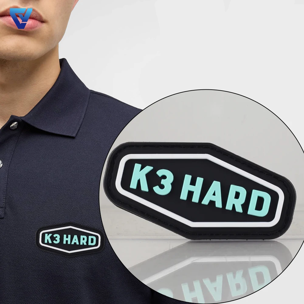 Low Minimum Logo 3D Soft Polo Shirts with Pvc Patches Heat Press Silicone  Rubber Badge Custom Polo Shirts with Pvc Patches