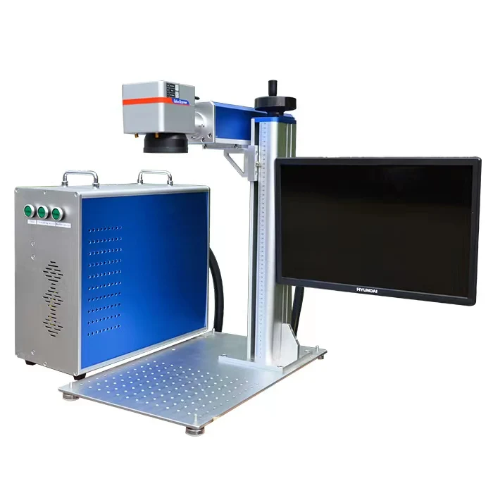 2023 hot sell fiber laser marking machine with rotary JPT or Raycus
